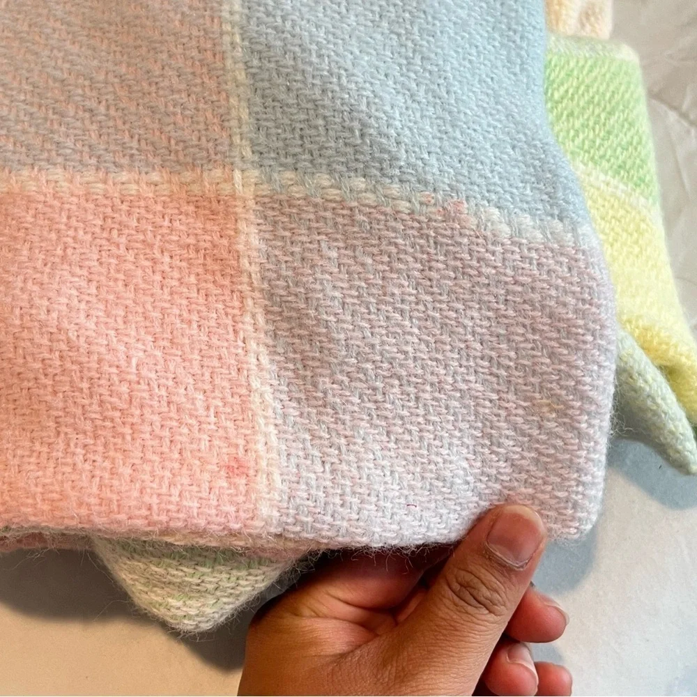 Vintage Cottagecore Handwoven Pastel Plaid Infant Sleeper The Three Weavers